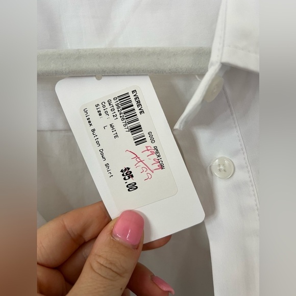 Good American White Button Down Unisex Shirt NWT large - Picture 6 of 8